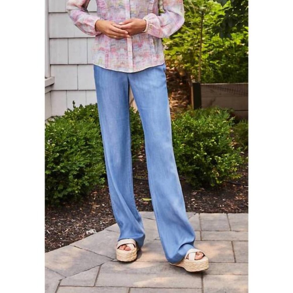 ECRU del ray easy leg trouser in chambray Wide leg Size 10